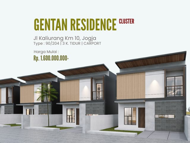 Cluster Gentan Residence - Jl Kaliurang Km 10 Jogja, 2 Lantai 3 Kamar, Arsitektur Kontemporer Cluster Gentan Residence - Jl Kaliurang Km 10 Jogja, 2 Lantai 3 Kamar, Arsitektur Kontemporer di Kabupaten Sleman β foto 1 dari 6