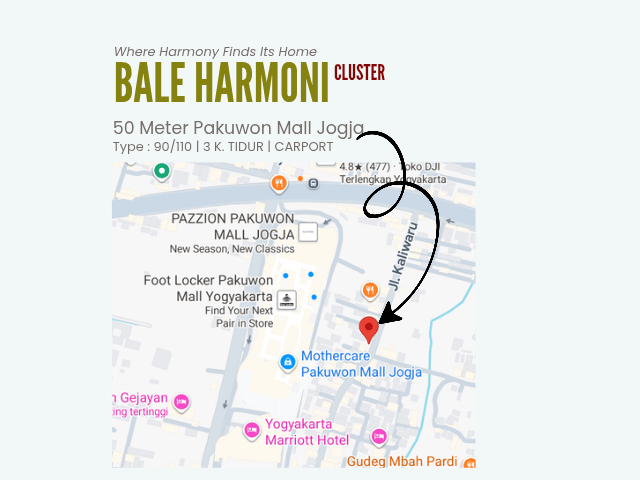Cluster Bale Harmoni - Arsitektur Kontemporer, 2 Lantai 3 Kamar, 50 Meter Pakuwon Mall Jogja di Kabupaten Sleman — foto 4 dari 4