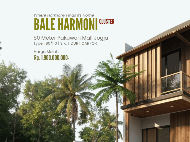 Cluster Bale Harmoni, Kontemporer, 2 Lantai 3 Kamar, 50 Meter Pakuwon Mall Jogja di Kabupaten Sleman — Rp 1,9 M