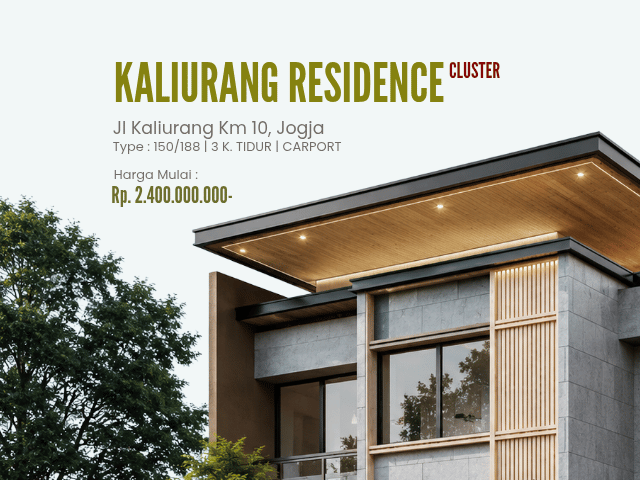 Cluster Kaliurang Residence - Strategis Jl Kaliurang Km 10, Unit Terakhir, 2 Lantai 3 Kamar di Kabupaten Sleman — Rp 2,4 M