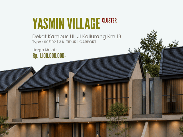 Cluster Yasmin Village - Jl Kaliurang Km 13, One Gate System, 2 Lantai 3 Kamar, Arsitektur Tropis di Kabupaten Sleman — Rp 1,1 M