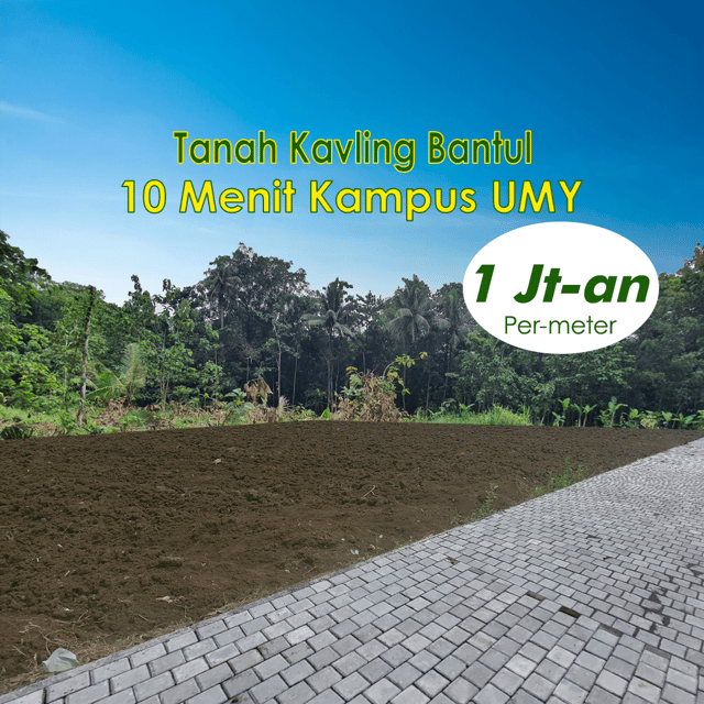 Tanah 1jutaan/m hanya 10 menit kampus UMY di Kabupaten Bantul — Rp 1,7 jt/m²