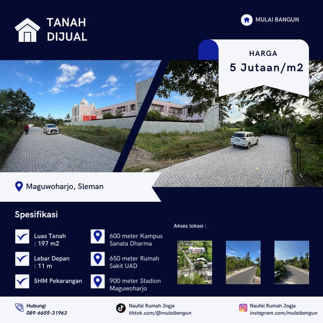Tanah Maguwoharjo 197mΒ² β 900 Meter ke Stadion Maguwoharjo Tanah Maguwoharjo 197mΒ² β 900 Meter ke Stadion Maguwoharjo di Kabupaten Sleman β foto 2 dari 9
